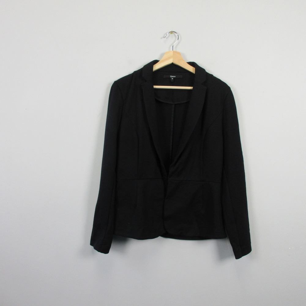 Quince Ultra-Stretch Ponte Blazer Women M Black Career Office Minimalist 640